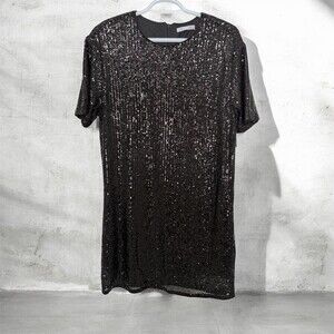Dex Sequin Mini dress Black NWT Size M Sparkly Short Sleeve Party Holiday Night